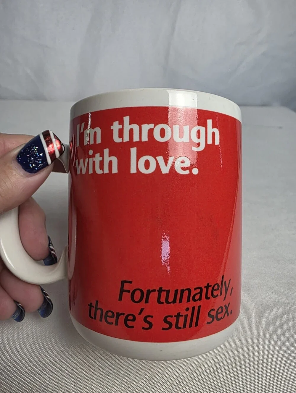 VTG Hallmark Shoebox Greetings Valentines Coffee Mug I'm Through With Love